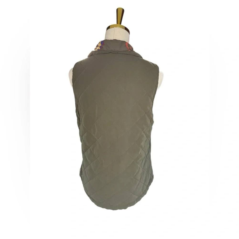 Takara Olive Green Aztec Quilted Vest Reversible with Zipper Pockets Size M